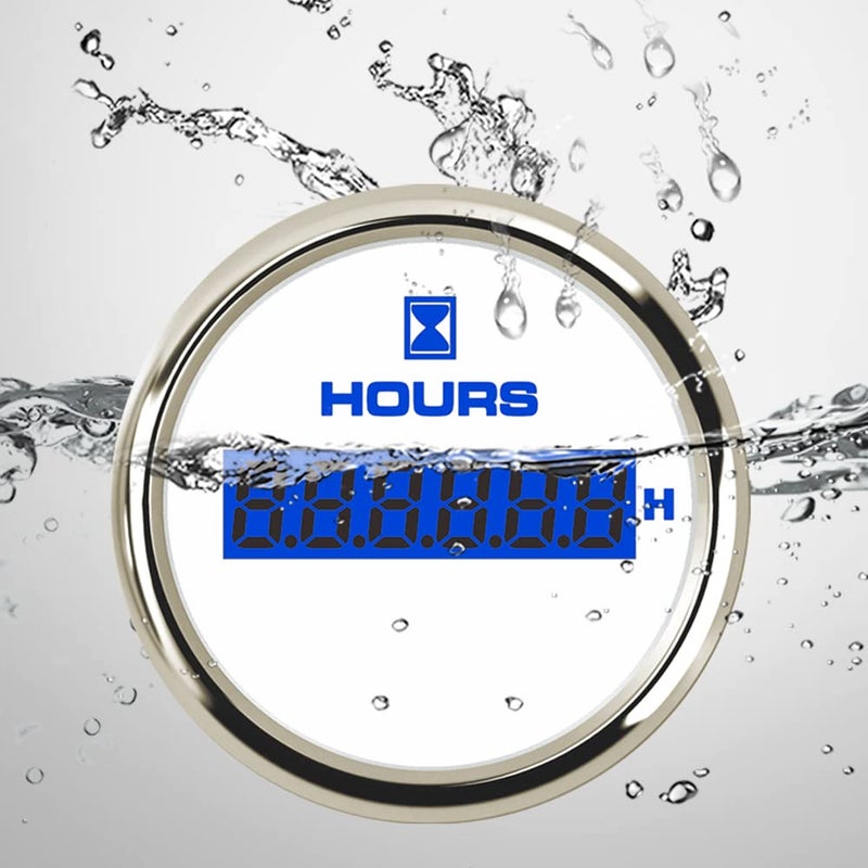 DunkTeam 52mm(2") Hour Meter for Marine Boat Car Motorcycle Hour Gauge Timer Gauge 9-32V IP68 Waterproof 7 Color Backlight - Image 3